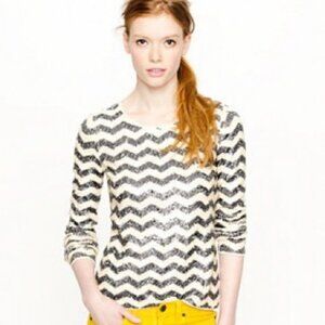 EUC Women's J. CREW Chevron Zig Zag Sequin Tee Blouse | Size S